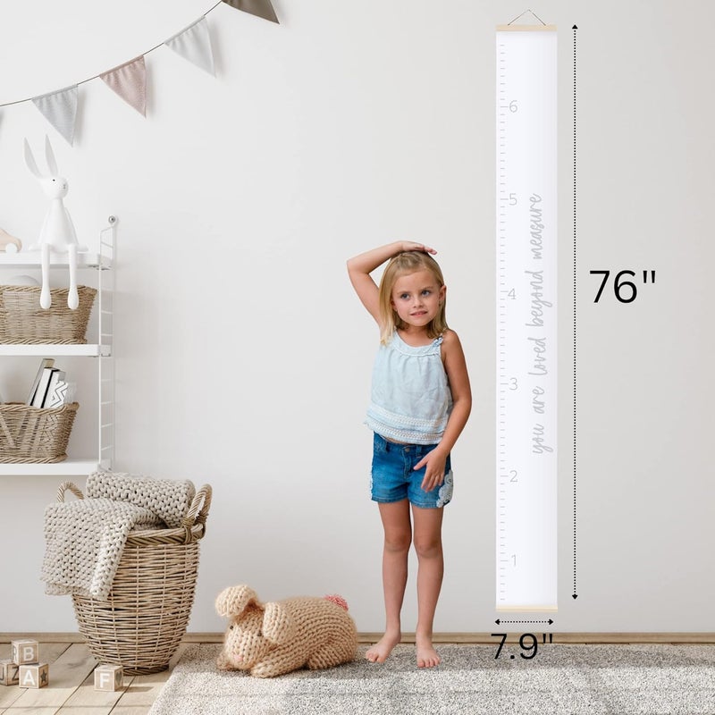 Morxy Canvas Growth Chart for Kids - Unisex Kids Room Wall Decor - Measuring Height Chart- Wall Tape with Height Chart for Kids (Canvas, Loved Beyond Measure- White) - Image 4